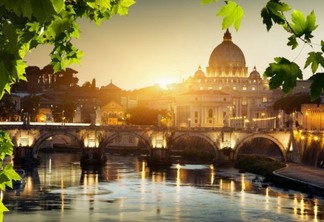 Paisagem do pôr do sol em Roma