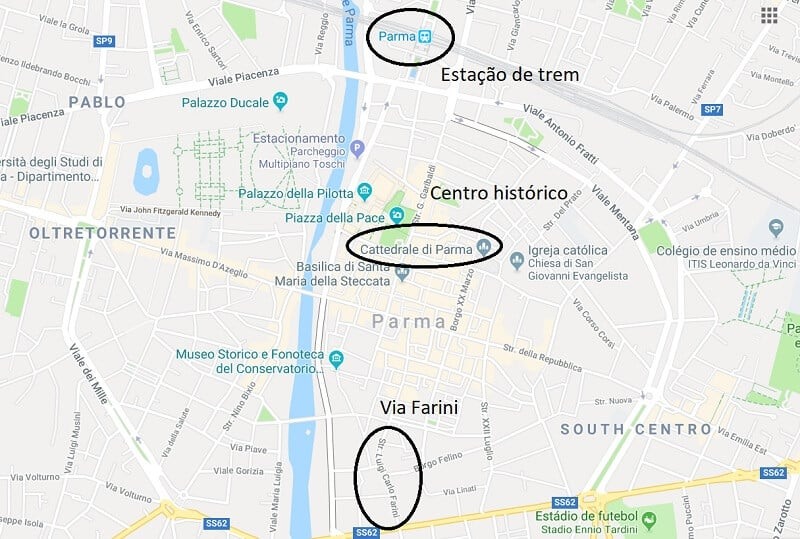 Mapa da cidade de Parma
