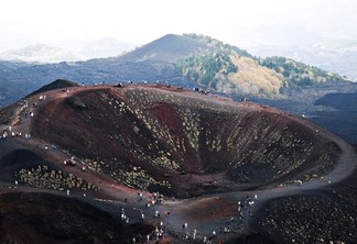 Path over the volcano crater,Mount Etna. East coast of Sicily, Italy (close to Messina and Catania).