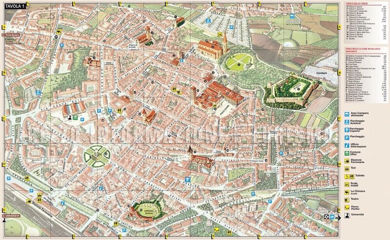 Mapa da cidade de Arezzo