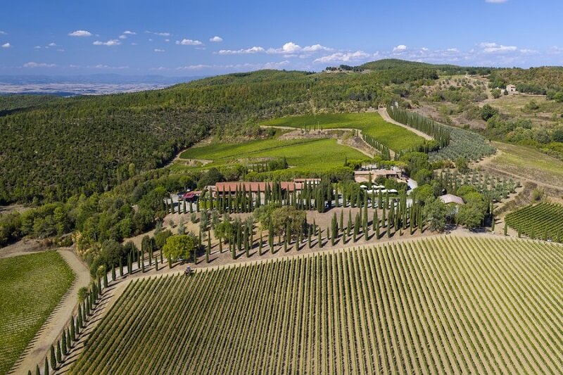 Propriedade da vinícola Poggio Antico em Montalcino