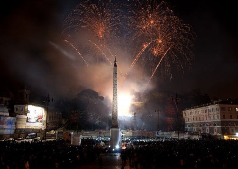 Piazza del Papolo em Roma durante o Ano Novo