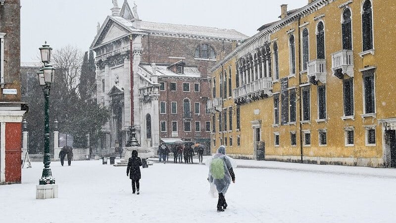 Cidade de Veneza durante o inverno