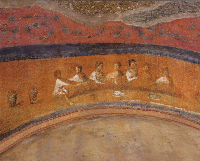Pinturas na Catacumba de Priscila em Roma