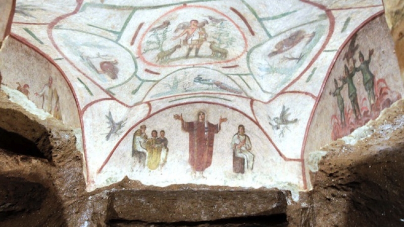 Arte na Catacumba de Priscila em Roma