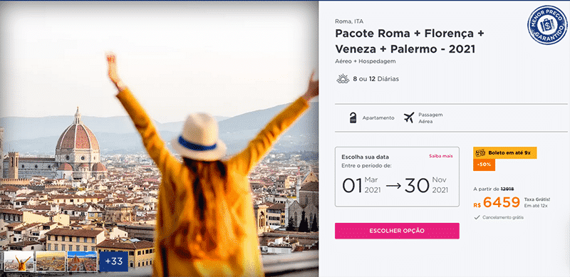 Pacote Hurb para Roma + Florença + 2 cidades por R$ 6.459