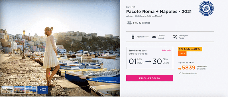 Pacote Hurb para Roma + Nápoles por R$ 5.839