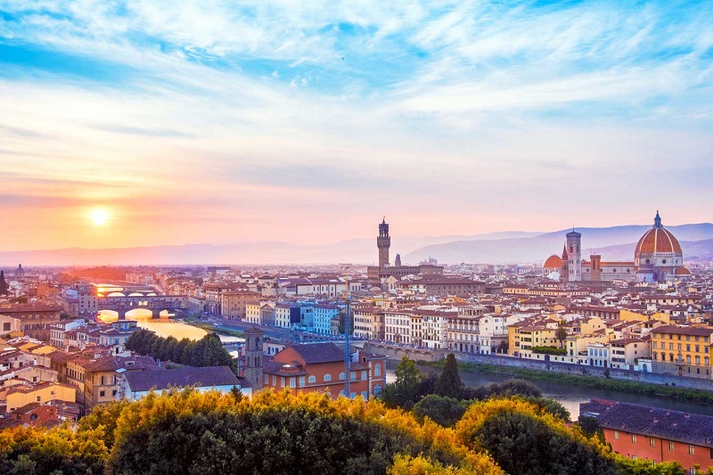 Vista da cidade de Florença ao entardecer
