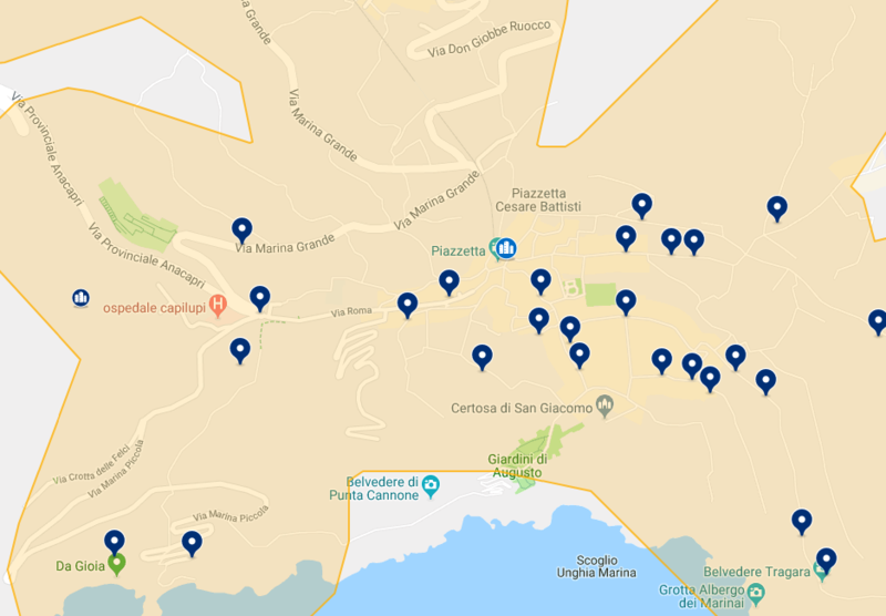 Mapa de Hotéis em Capri