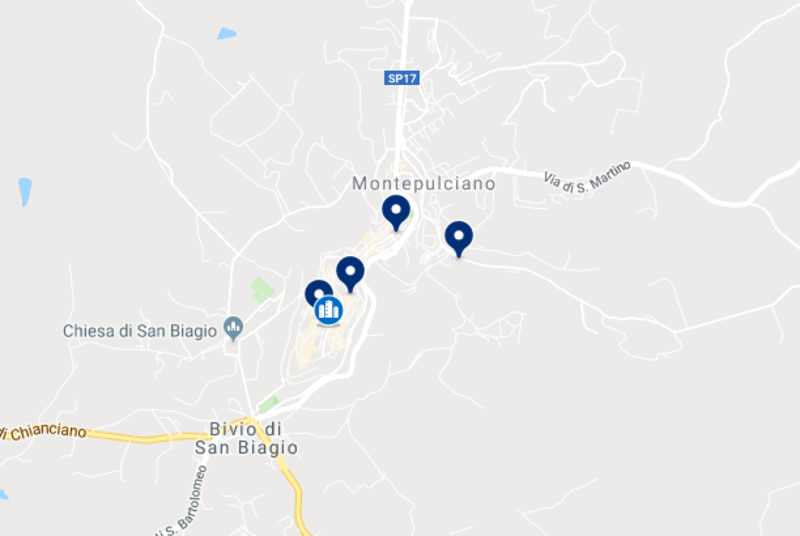 Mapa dos hotéis em Montepulciano